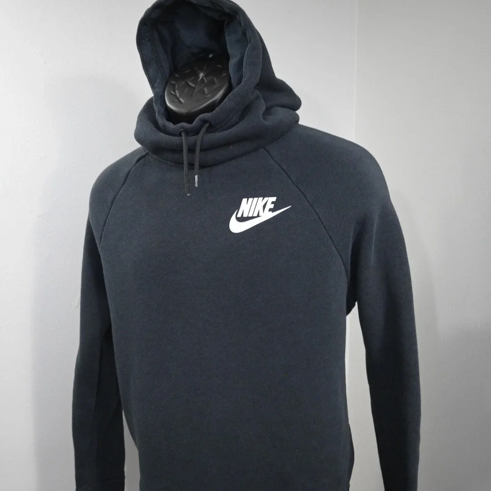 Nike Turtleneck Hoodie Black Cotton Blend Long Sleeve Pullover Womens Size Large